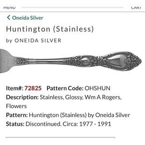 Oneida Silver Huntington Stainless Flower Pattern sugar Spoon glossy floral